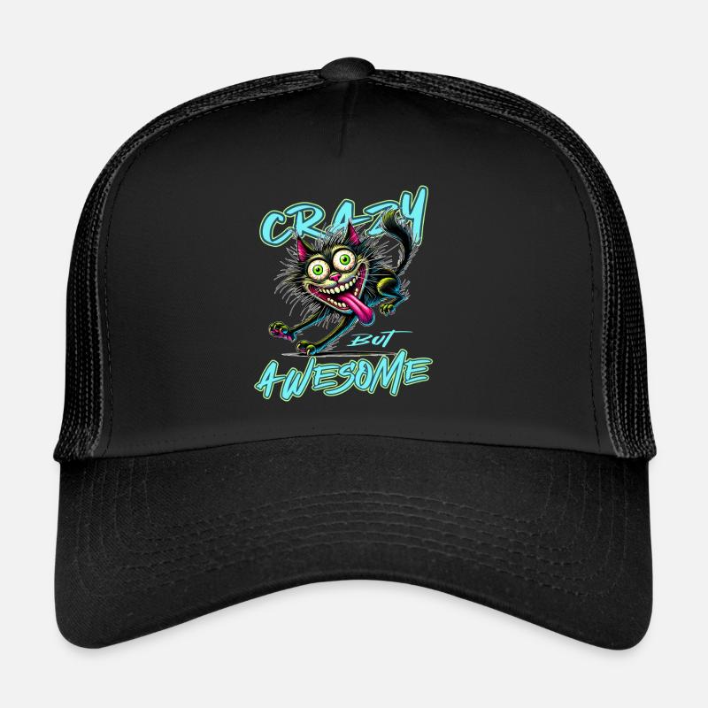 Crazy but Awesome cat comic style Trucker Cap