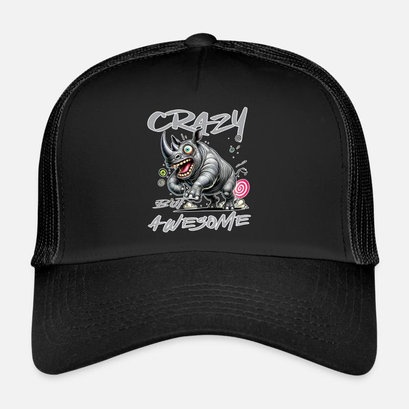 Crazy but Awesome Rhino Comic Style Trucker Cap
