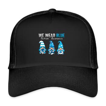 Autismus Bewusstsein Wir Tragen Blau - Trucker Cap - Schwarz/Schwarz - Vorne