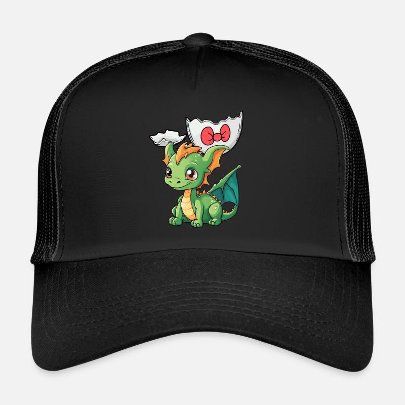 Baby Dragon Dragon Egg Eggshell Hatch Child - Trucker Cap - black/black