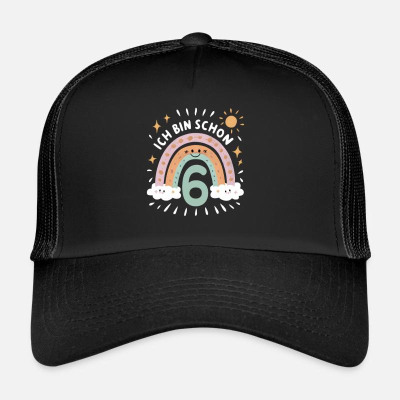 Chemise 6ème anniversaire Rainbow Cloud - Casquette trucker  - noir/noir