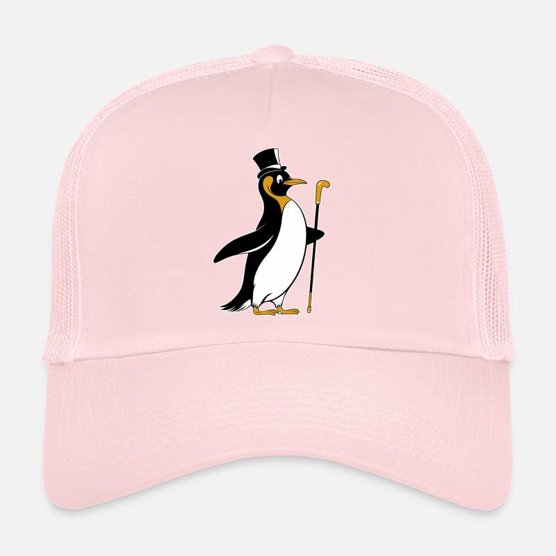 Elegant penguin with top hat and walking stick Trucker Cap
