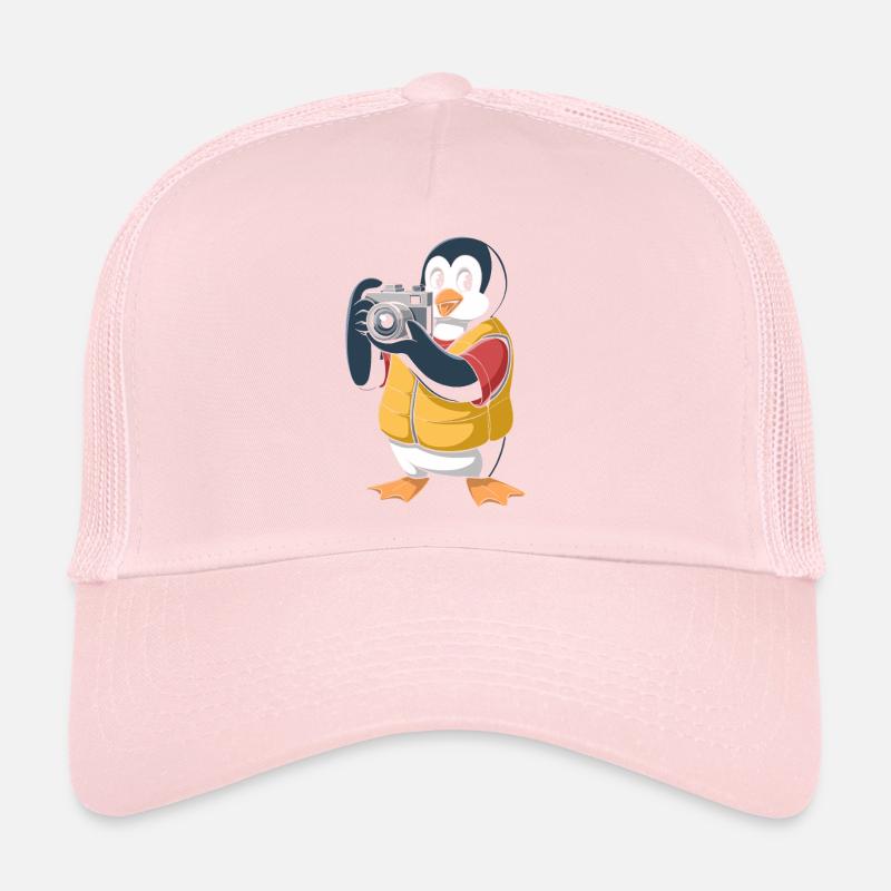 Penguin Photographer with Camera Trucker Cap