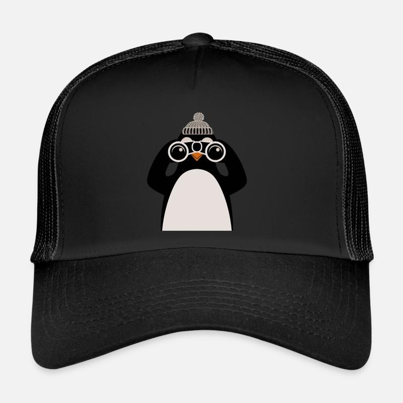 Pinguin Mit Fernglas Und Mütze Motiv Trucker Cap