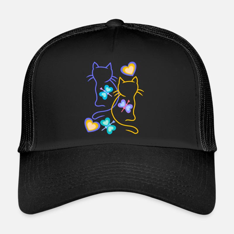 Katzen Katze Frühling Schmetterlinge Kinder Kind Trucker Cap
