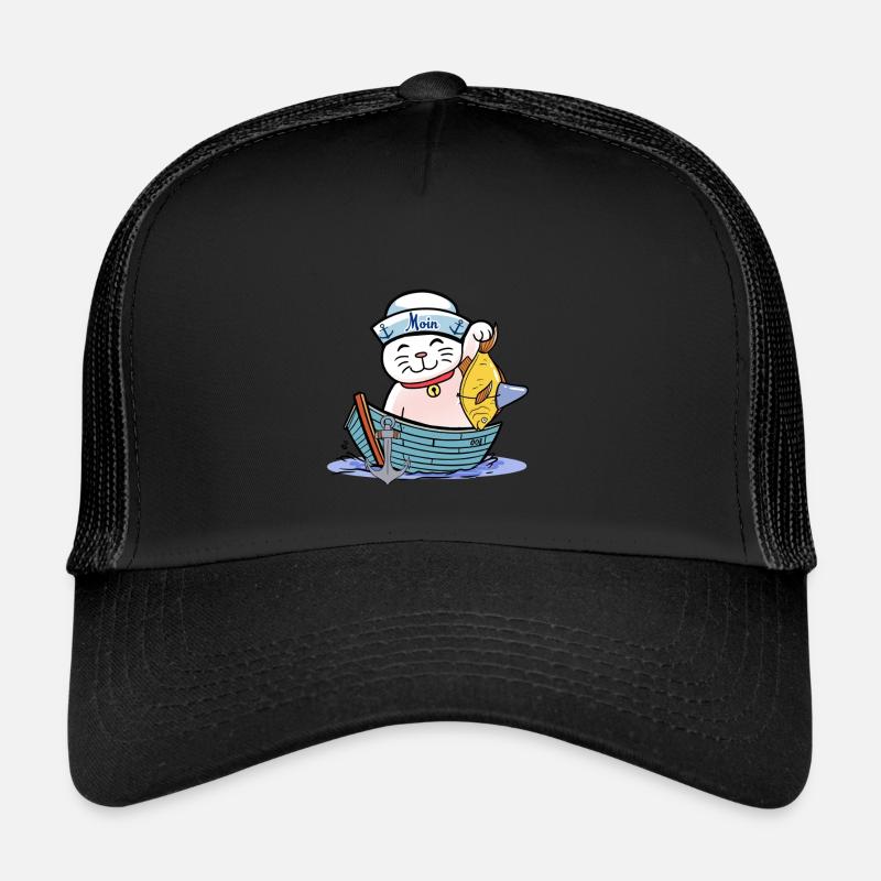 maritime, chat, drôle, pêcheur, poisson, enfants, marin Casquette trucker 