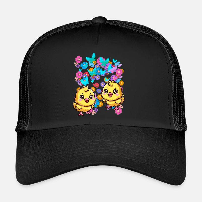 Joyeuses Pâques Fleurs poussin Enfant Enfants Bébé Fleur Casquette trucker 