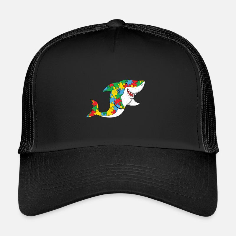 Autismus Bunter Hai Puzzle Design Trucker Cap