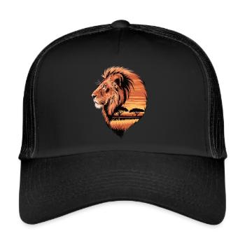 Lion in the Savannah – King of the Wild - Trucker Cap - black/black - Front