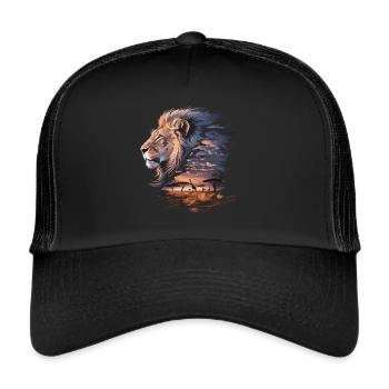 King of the Savannah – Epic Lion Art - Trucker Cap - black/black - Front