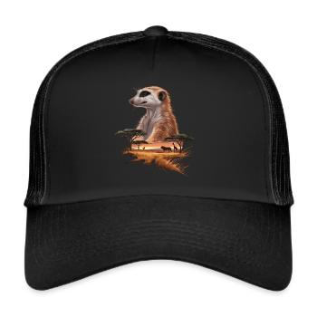 Suricate et savane Art de la faune africaine - Casquette trucker  - noir/noir - Devant