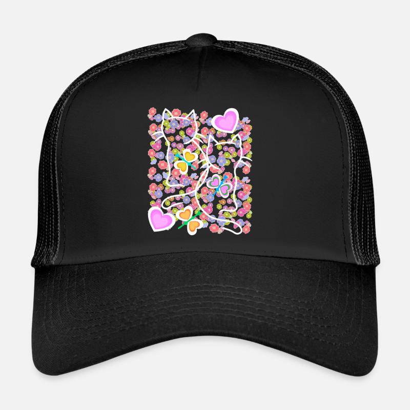 Printemps Été Chats Chat Papillons Casquette trucker 