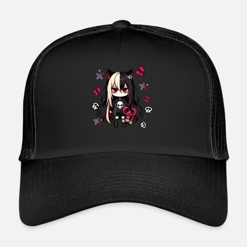 Chibi Kawaii Emo Pastel Goth Girl Anime Trucker Cap