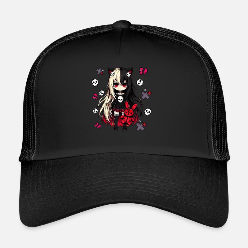 Chibi Kawaii Emo Pastel Goth Girl Anime Trucker Cap