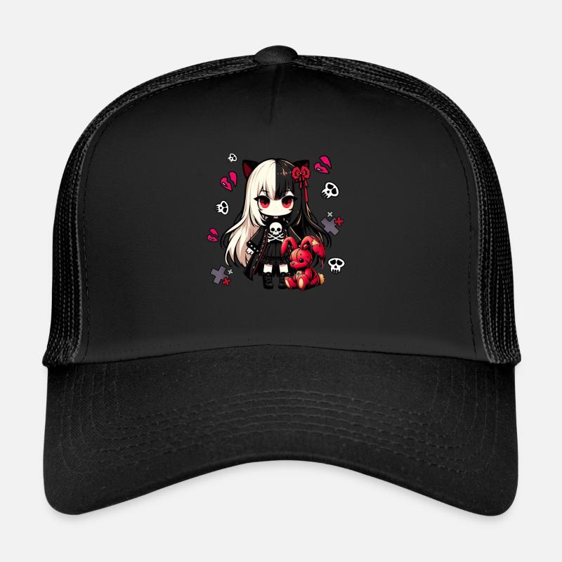 Chibi Kawaii Emo Pastel Goth Girl Anime Trucker Cap