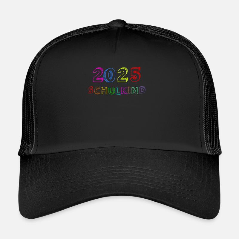 Schulkind 2025 Junge Mädchen Einschulung 2025 Deko - Trucker Cap - Schwarz/Schwarz