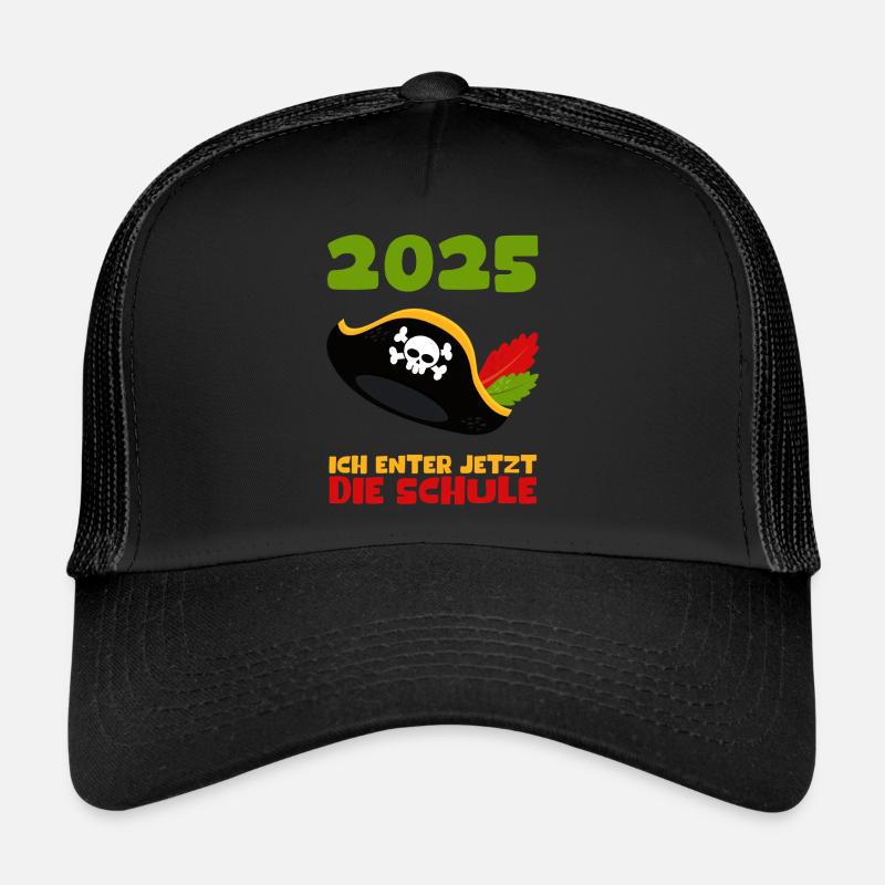 Schulkind 2025 Junge Mädchen Einschulung 2025 Deko - Trucker Cap - Schwarz/Schwarz