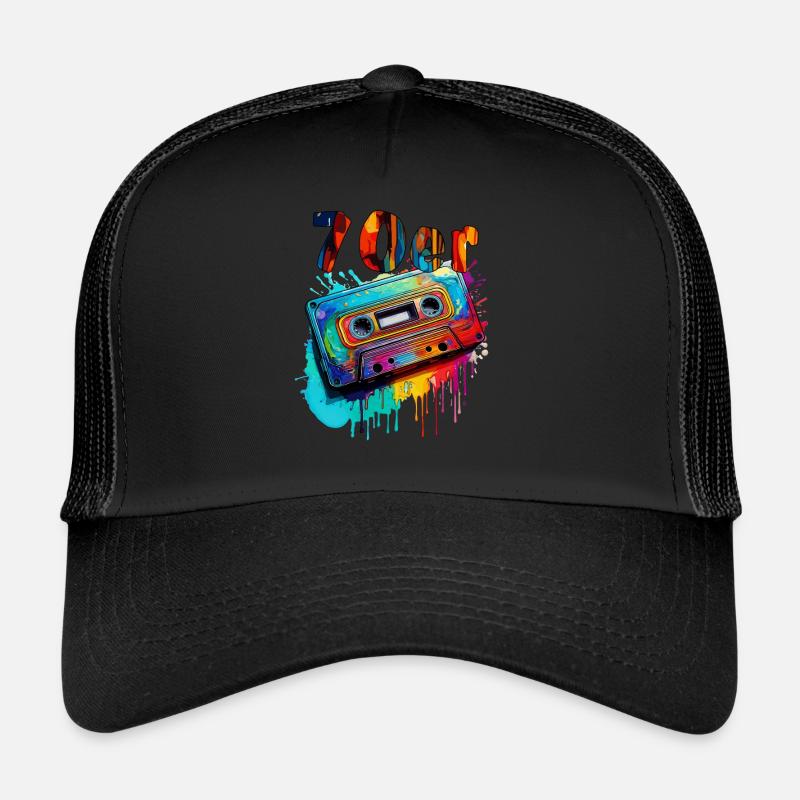 MUSIKKASETTE 70er - Trucker Cap - Schwarz/Schwarz
