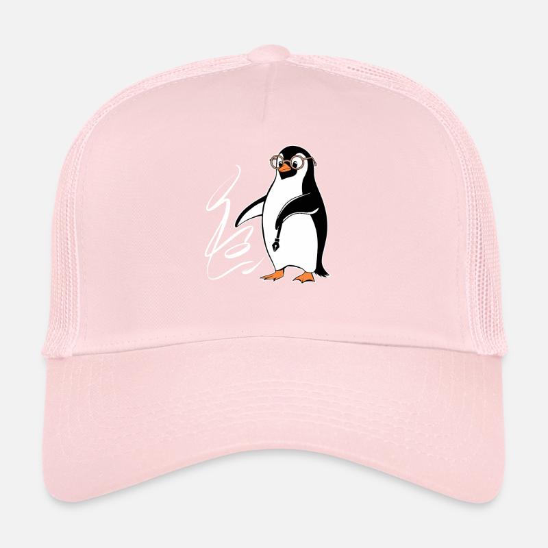 Oeuvre de calligraphie pingouin avec des lunettes Casquette trucker 
