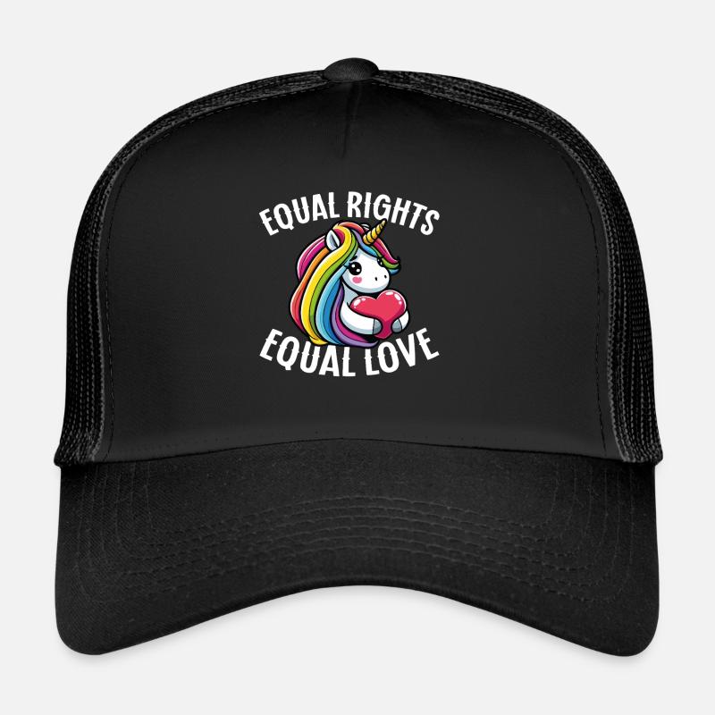 Equal Rights Equal Love Rainbow Unicorn Trucker Cap