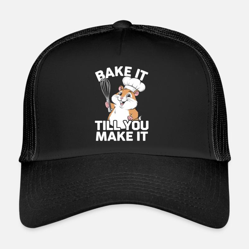 Backe Es Bis Du Es Schaffst Hamster Koch - Trucker Cap - Schwarz/Schwarz