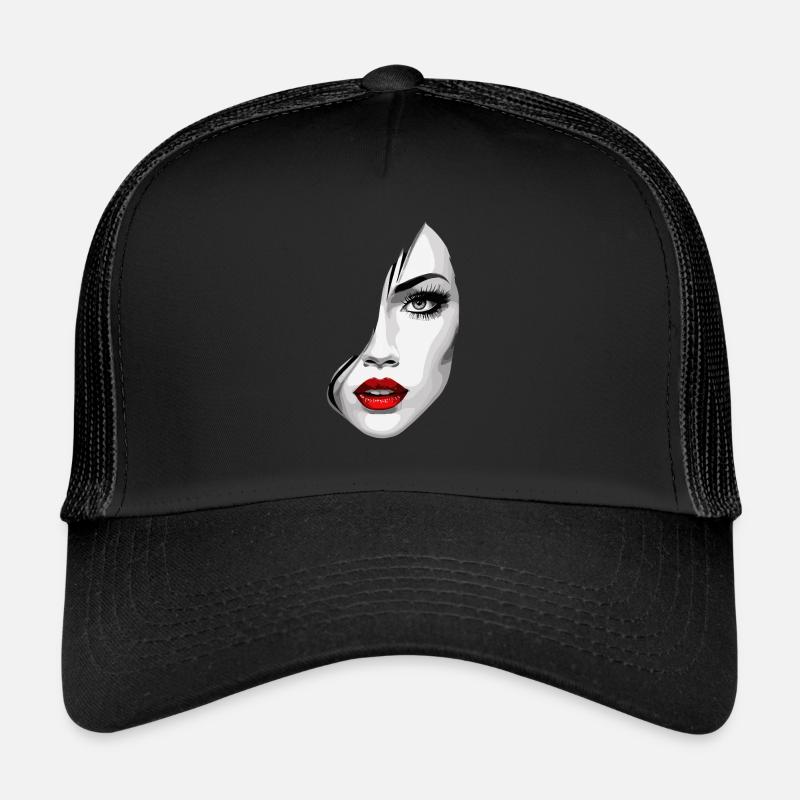 Schöne Frauenface Ästhetik Kunst mit Roten Lippen Trucker Cap