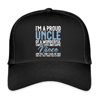 Meilleur oncle fier oncle citation humour - Casquette trucker  - noir/noir - Devant