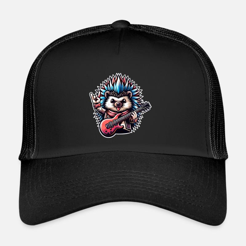 Hedgehog Guitariste de rock and roll Casquette trucker 