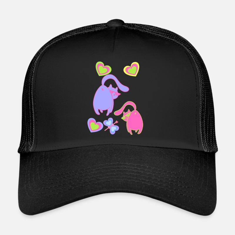 Valentin Katzen Katze Herz Herzen Liebe Partner Trucker Cap