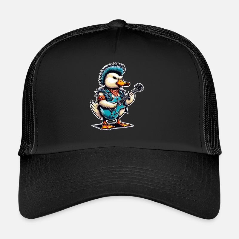 Ente Rock and Roll Gitarrist - Trucker Cap - Schwarz/Schwarz