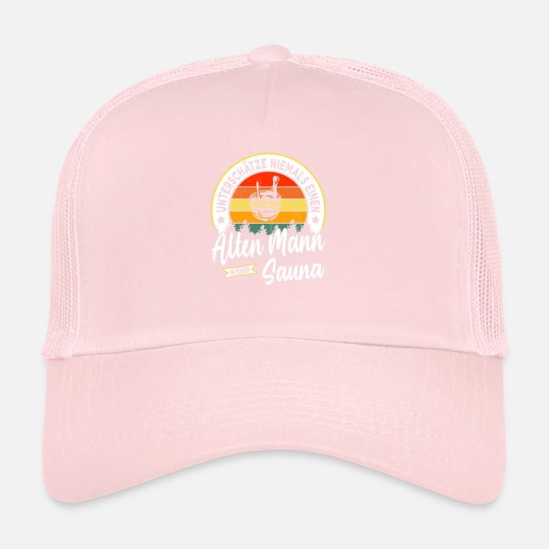 Never underestimate an old man in a sauna Trucker Cap