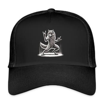 Rocking Wolf – Wild and Free - Trucker Cap - black/black - Front