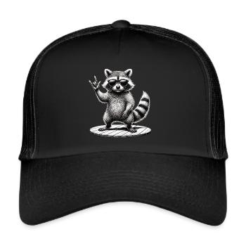 Rock Raccoon – Cool et sauvage - Casquette trucker  - noir/noir - Devant