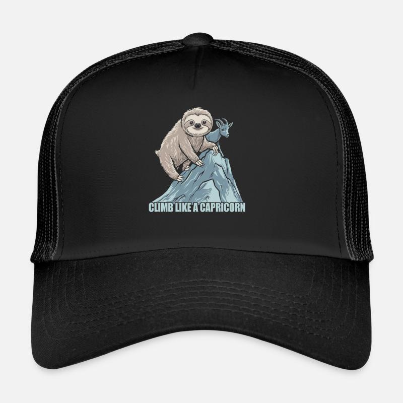 Climb Like a Capricorn: Sloth Motivation - Trucker Cap - black/black