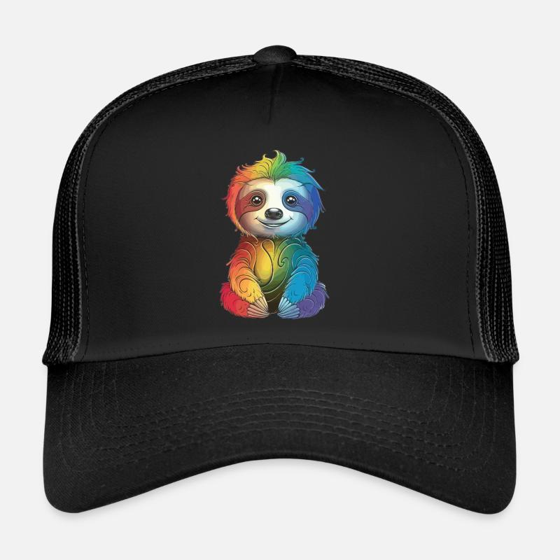 Colorful Rainbow Sloth - Gift Late Riser Trucker Cap