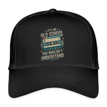 Retro Mixtape – Oldschool Nostalgie für Musikfans - Trucker Cap - Schwarz/Schwarz - Vorne