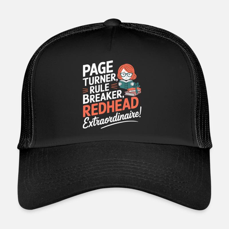 Rousse rat de bibliothèque Cheveux de gingembre Livres de lecture Casquette trucker 