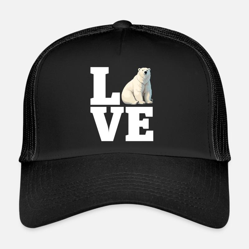Liebe Lustig Eisbär Weiß Meeressäuger Arktis - Trucker Cap - Schwarz/Schwarz