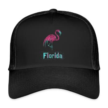 Florida Flamingo neon - Trucker Cap - Schwarz/Schwarz - Vorne