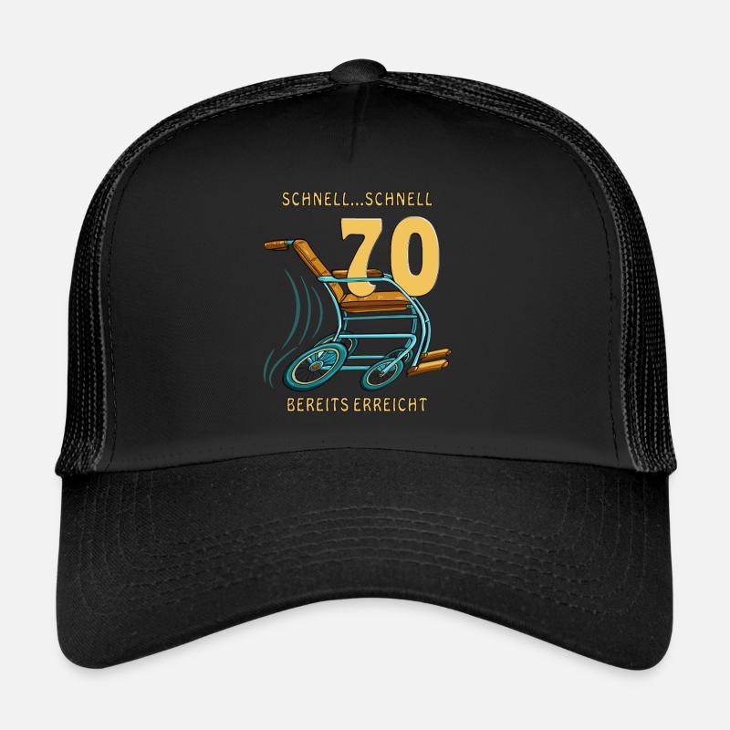 GEHHILFE SCHNELL...SCHNELL 70 BEREITS ERREICHT - Trucker Cap - Schwarz/Schwarz