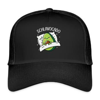 Schlavocado Avocado Schlafliebhaber Kawaii Avocado - Trucker Cap - Schwarz/Schwarz - Vorne