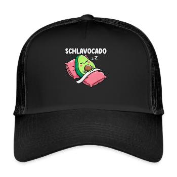 Schlavocado Avocado Schlafliebhaber Kawaii Avocado - Trucker Cap - Schwarz/Schwarz - Vorne
