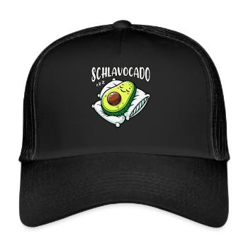 Schlavocado Avocado Schlafliebhaber Kawaii Avocado - Trucker Cap - Schwarz/Schwarz - Vorne