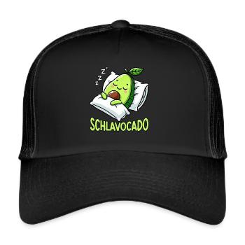Schlavocado Avocado Schlafliebhaber Kawaii Avocado - Trucker Cap - Schwarz/Schwarz - Vorne