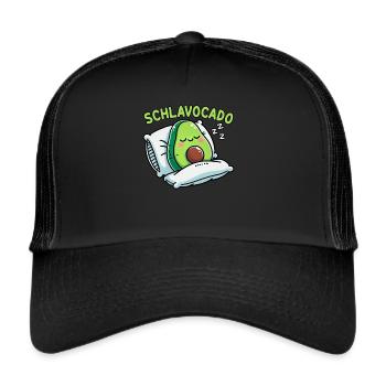 Schlavocado Avocado Schlafliebhaber Kawaii Avocado - Trucker Cap - Schwarz/Schwarz - Vorne