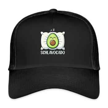 Schlavocado Avocado Schlafliebhaber Kawaii Avocado - Trucker Cap - Schwarz/Schwarz - Vorne