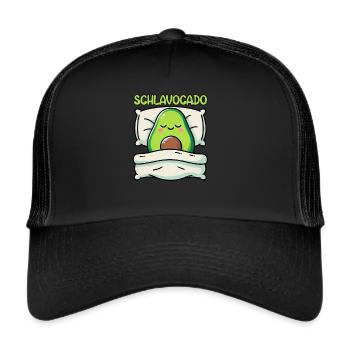 Schlavocado Avocado Schlafliebhaber Kawaii Avocado - Trucker Cap - Schwarz/Schwarz - Vorne
