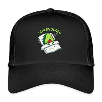 Schlavocado Avocado Schlafliebhaber Kawaii Avocado - Trucker Cap - Schwarz/Schwarz - Vorne