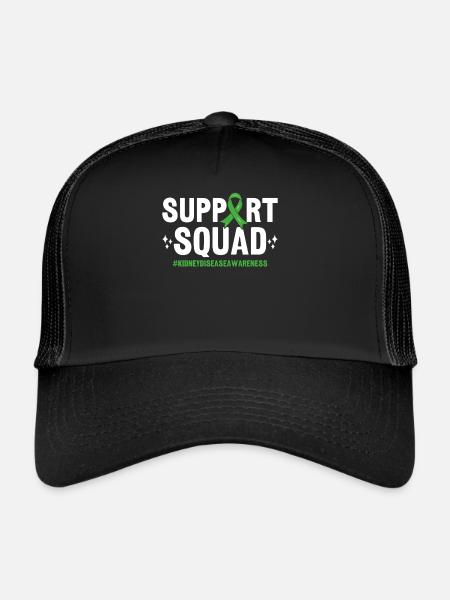 Support Squad Green Ribbon Kidney Transplant - Trucker Cap - black/black - Front