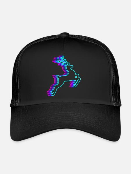 Rétro Renne Noël Père Noël Vaporwave - Casquette trucker  - noir/noir - Devant